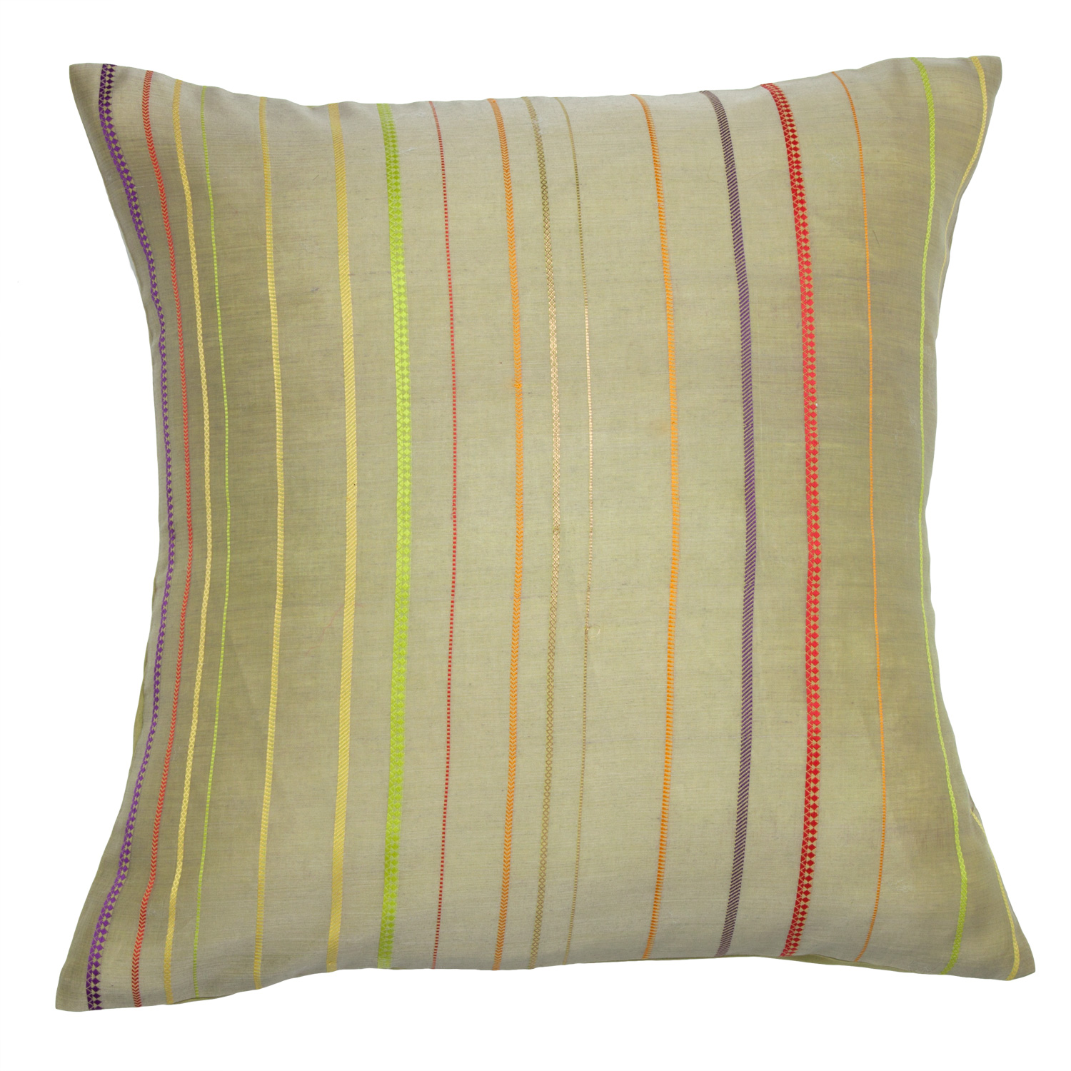 Rainbow Weave Pillow Cover - Khaki Green